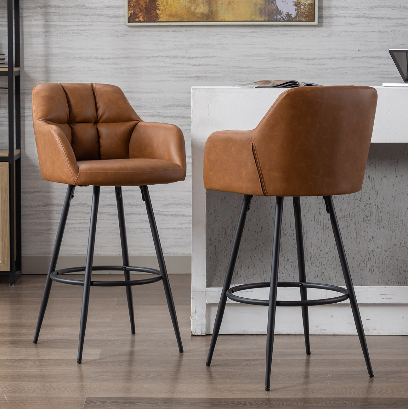 George Oliver Irelyn PU Upholstered 30'' Bar Stool & Reviews | Wayfair